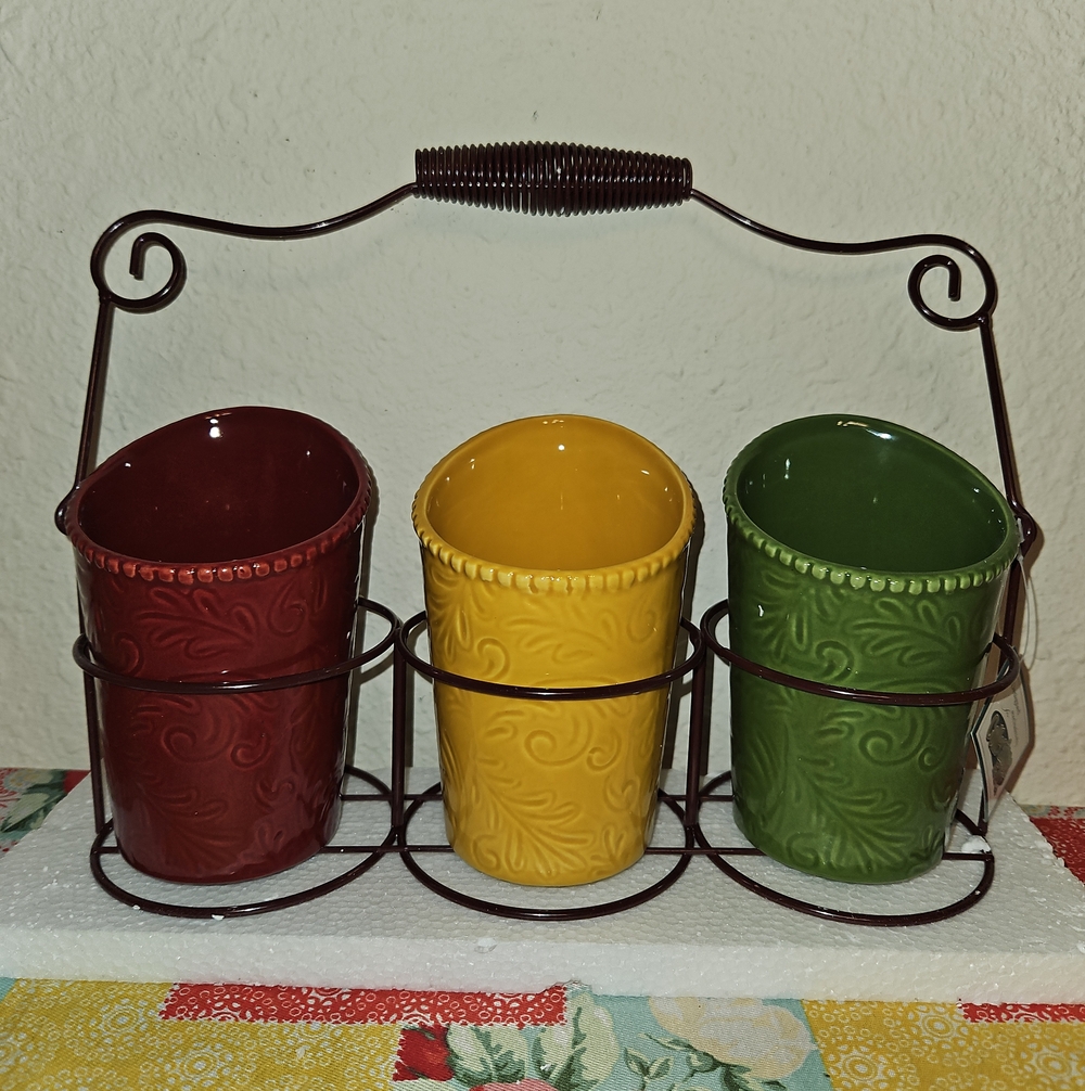 Collections Etc. Harvest Time Utensil Caddy Set
